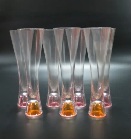 Rechargeable Liquid-Activated LED Champagne Flutes – High-Transparency Acrylic Glowing Cups with Multi-Unit Charging Base for VIP Service